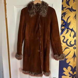 Rare Vintage Y2K Marvin Richards Suede Fully-Lined Shearling Coat Size S